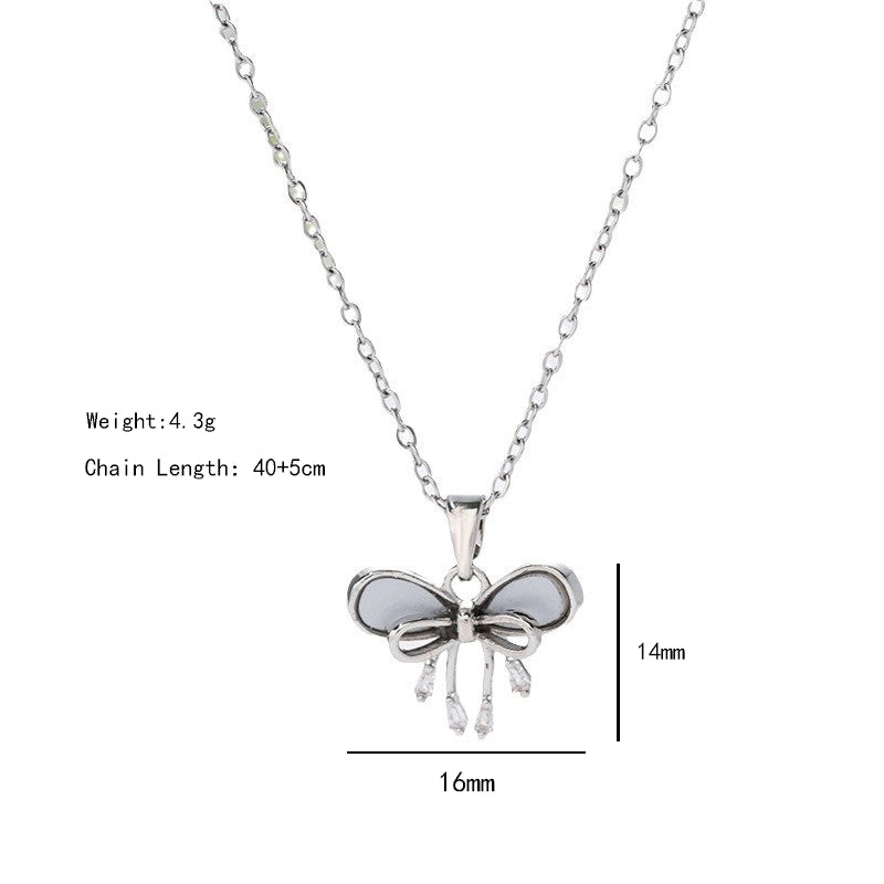 304 Stainless Steel Copper 18K Gold Plated K Gold Plated Inlay Heart Shape Wings Butterfly Zircon Pendant Necklace