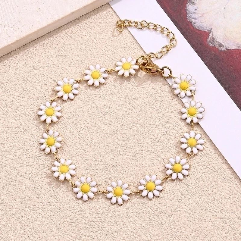 Bohemian Minimalist IG Style Simple Flower Petal 304 Stainless Steel 18K Gold Plated Bracelets In Bulk