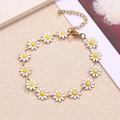 Bohemian Minimalist IG Style Simple Flower Petal 304 Stainless Steel 18K Gold Plated Bracelets In Bulk