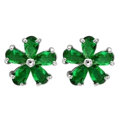 1 Pair Minimalist Flower Plating Inlay Copper Zircon White Gold Plated Ear Studs