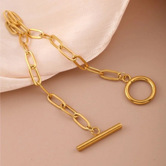 Minimalist Geometric 304 Stainless Steel Paperclip Chain Bracelets In Bulk