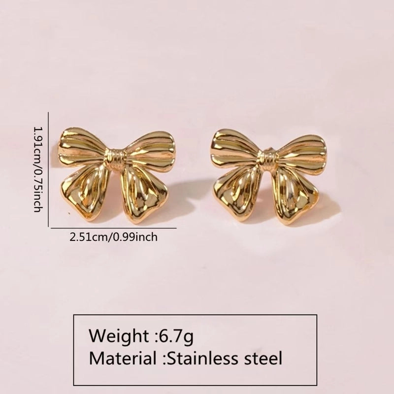 1 Pair Casual Minimalist Classic Style Bow Knot 304 Stainless Steel Imitation Gold Ear Studs