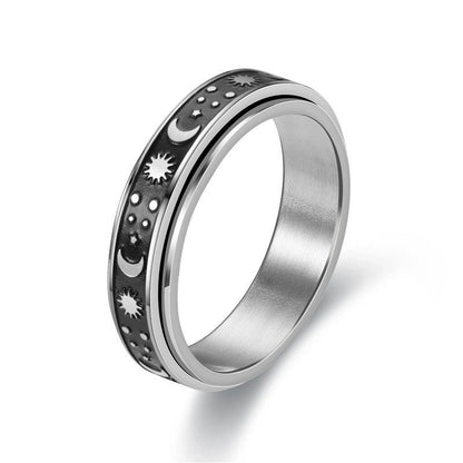 Sources Xingyue Couple Ring Double-layer Rotating Dynamic Decompression Anti-anxiety Pressure Titanium Steel Ring