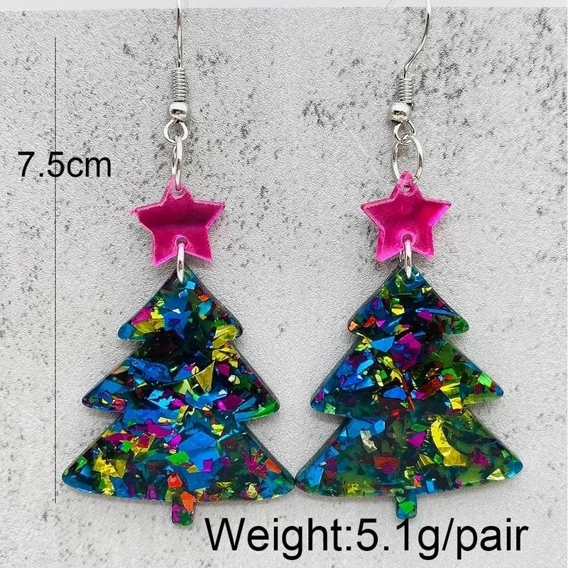 1 Pair Cute Christmas Tree Santa Claus Snowman Arylic Drop Earrings