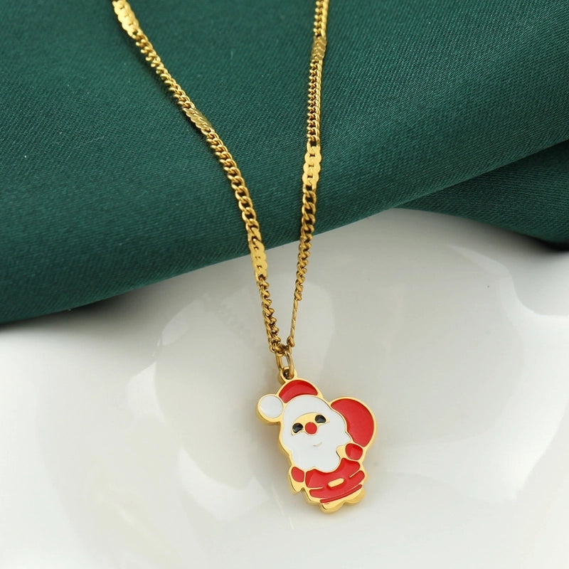 Nordic Style Classic Style Gingerbread Moon 316L Stainless Steel Plating Pendant Necklace