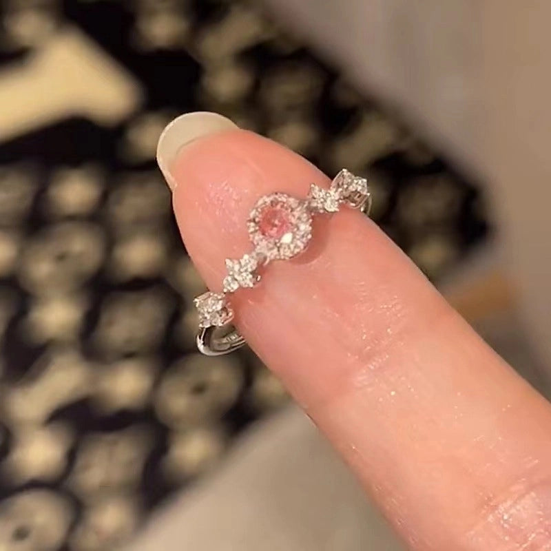 Elegant Sweet Oval Crown Copper Plating Inlay Rhinestones Open Rings