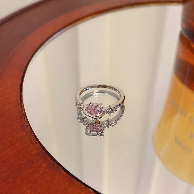 IG Style Geometric Copper Plating Inlay Zircon Rings