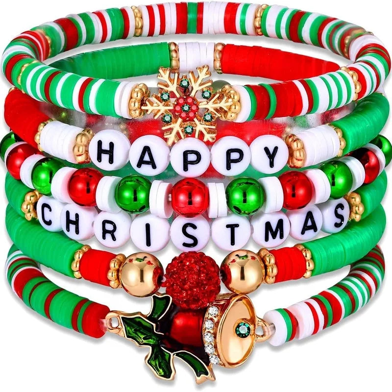 Christmas Bracelet Diy Santa Claus Elk Color Letters Handmade Soft Bracelet Suit