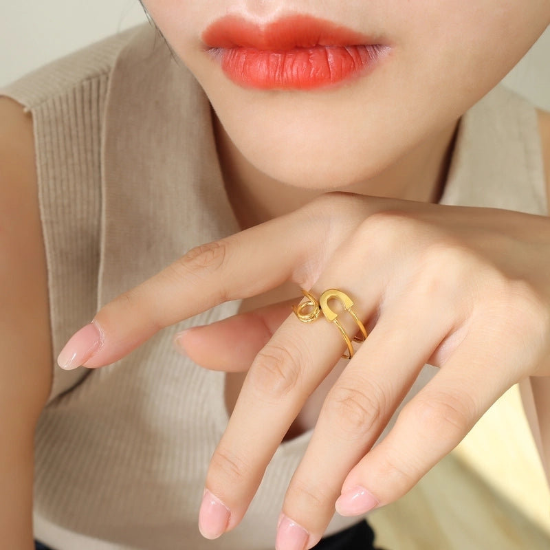 Casual Modern Style Classic Style Solid Color Titanium Steel 18K Gold Plated Plating Rings Bracelets