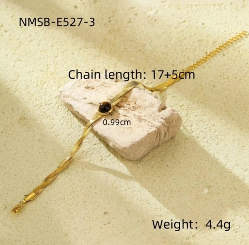 IG Style Geometric 304 Stainless Steel 18K Gold Plated Natural Stone Snake Chain Bracelets In Bulk