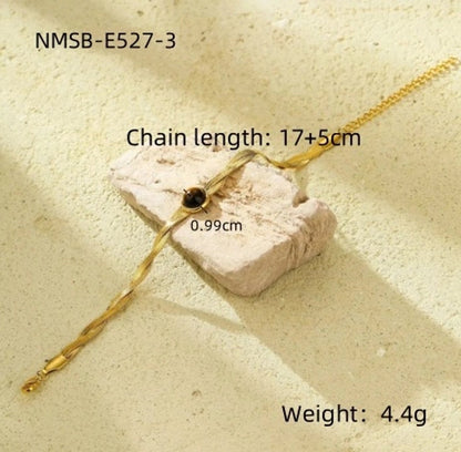 IG Style Geometric 304 Stainless Steel 18K Gold Plated Natural Stone Snake Chain Bracelets In Bulk