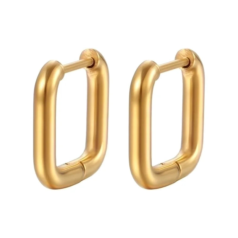 1 Piece Fashion Square Plating 201 Stainless Steel 18K Gold Plated Earrings