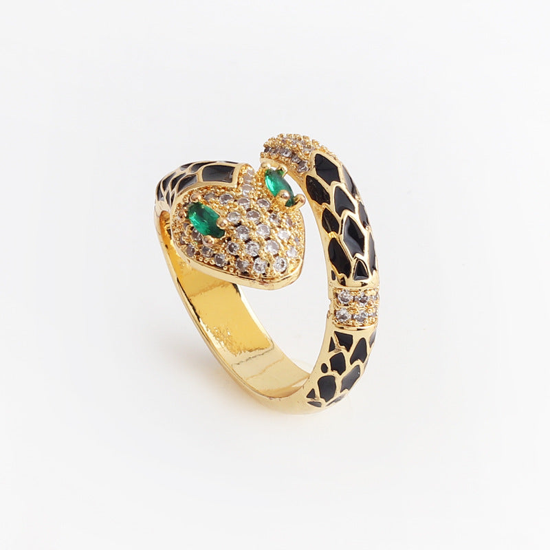 Women Diamond Metal Animal Snake Shape Copper Rings