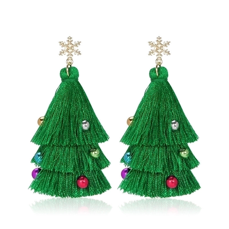 1 Pair Minimalist Christmas Tree Inlay Alloy Zircon Drop Earrings