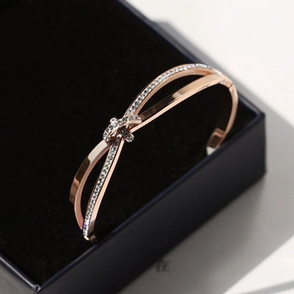 Casual Minimalist Round Square Stripe Stainless Steel Plating Inlay Zircon 18k Gold Plated Bangle