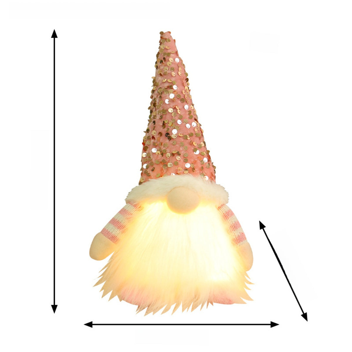 Christmas Decoration Christmas Sequin Lighted Rudolph Doll Christmas Glowing Faceless Gnome Doll Ornament