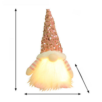 Christmas Decoration Christmas Sequin Lighted Rudolph Doll Christmas Glowing Faceless Gnome Doll Ornament