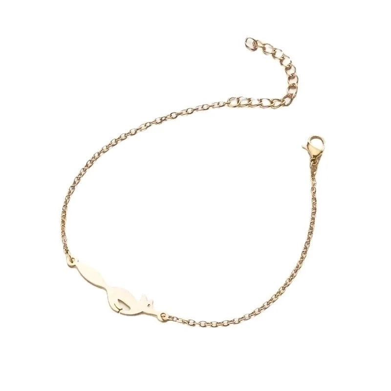 Cute Lady Letter Fox Horse 201 Stainless Steel 18K Gold Plated Bracelets In Bulk
