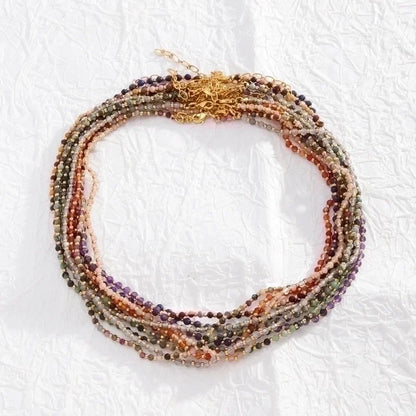 Elegant Vacation Streetwear Round Natural Stone Stone Copper Beaded Plating 18k Gold Plated Necklace