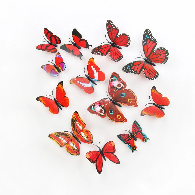 3d Realistic Butterfly Wall Stickers Fridge Magnets Home Mall Background Decorations Pvc Wall Decals Artistic Crafts