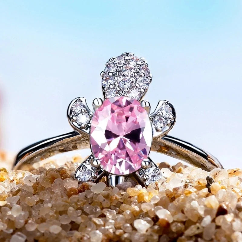 Minimalist Animal Copper Plating Inlay Artificial Gemstones Rings