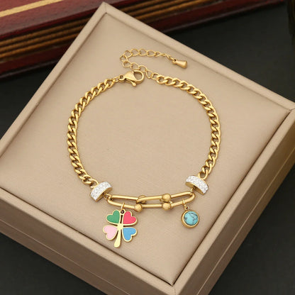 Women Fashion Flower Heart Stainless Steel Electroplating Bracelets