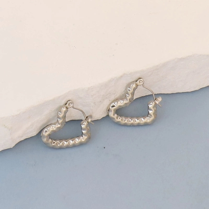 1 Pair Minimalist Round Square Heart Shape 304 Stainless Steel Earrings