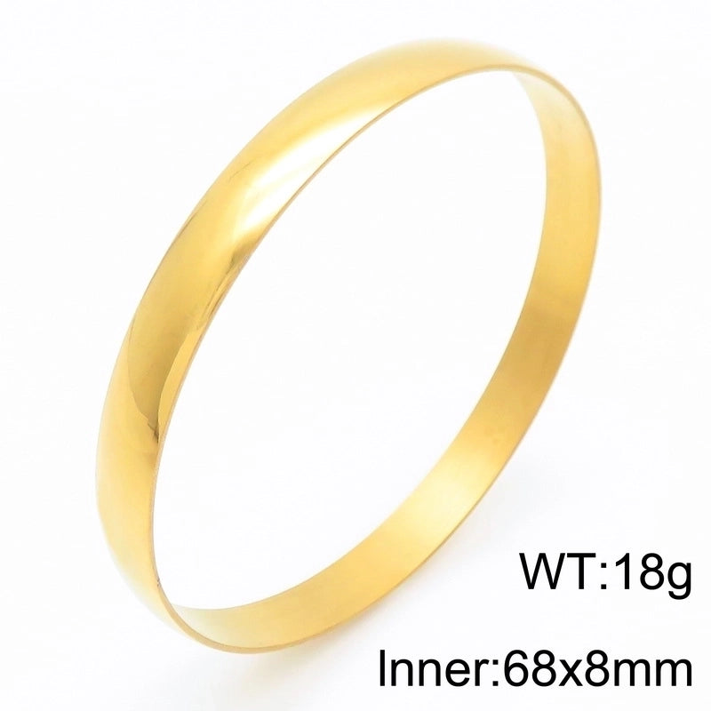 Minimalist Round Stainless Steel 18K Gold Plated Bangle In Bulk