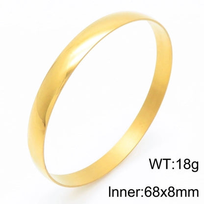Minimalist Round Stainless Steel 18K Gold Plated Bangle In Bulk