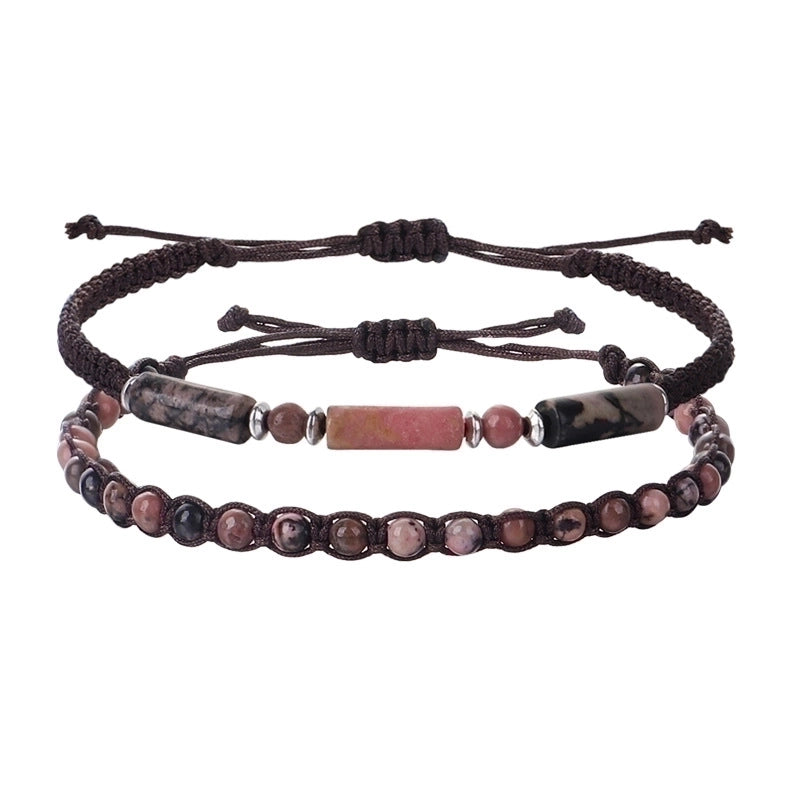 Retro Round Stone Rope Bracelets
