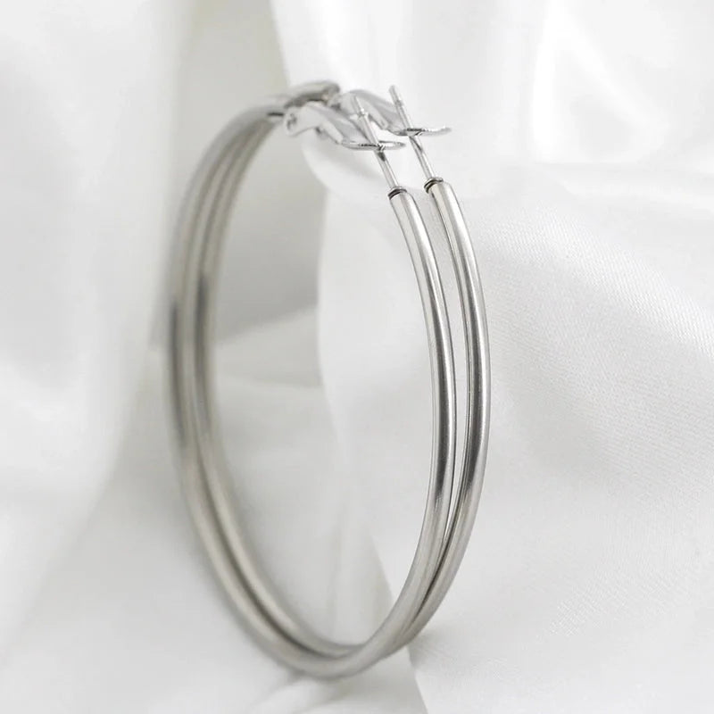 1 Pair Minimalist Round Plating Titanium Steel Earrings