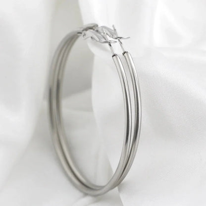 1 Pair Minimalist Round Plating Titanium Steel Earrings