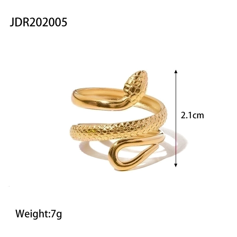 Fashion Snake 304 Stainless Steel 18K Gold Plated Plating Open Ring