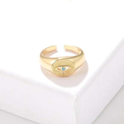 Fashion Devil's Eye Copper Zircon Rings In Bulk