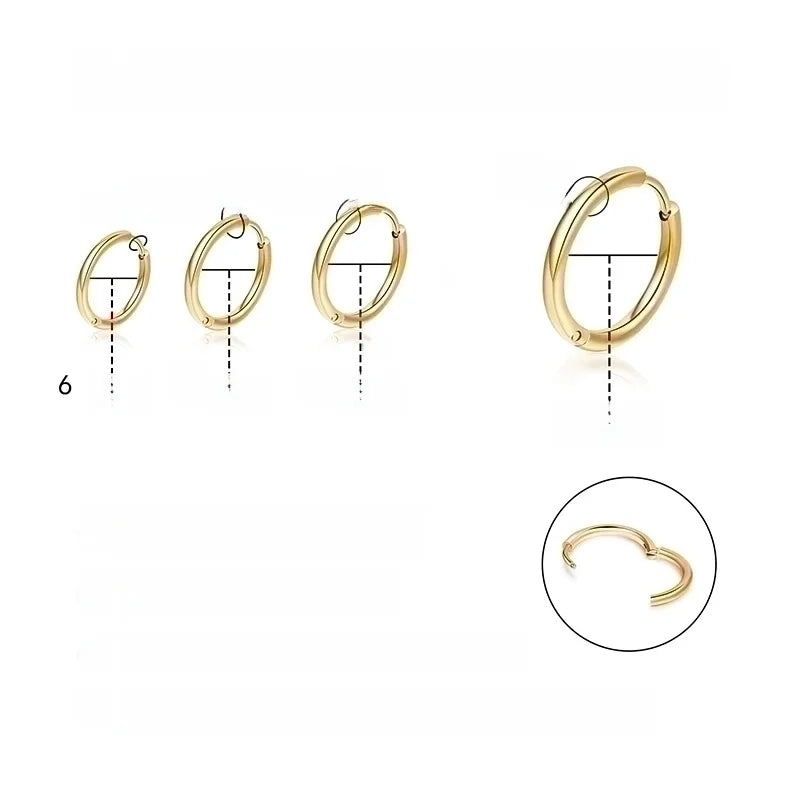 1 Pair Minimalist Round Plating Stainless Steel Titanium Steel 18K Gold Plated Hoop Earrings