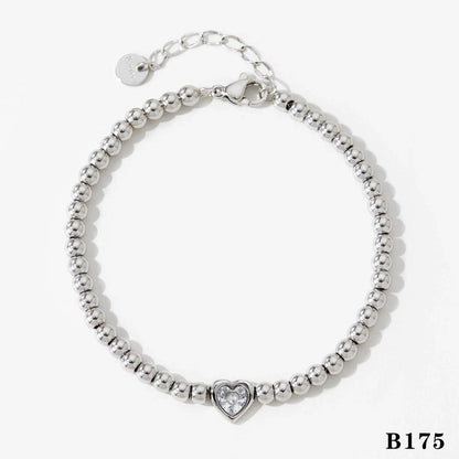 Modern Style Minimalist Heart Shape 304 Stainless Steel Zircon 16K Gold Plated White Gold Plated Gold Plated Plating Bracelets Necklace