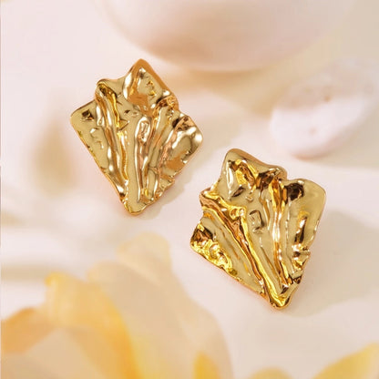 1 Pair Modern Style Geometric Flower Stamping 304 Stainless Steel Imitation Gold Drop Earrings Ear Studs