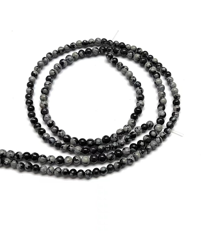 1 Piece Diameter 4mm Diameter 6 Mm Diameter 8mm 1.2-1.5mm Natural Stone Snowflake Obsidian Geometric Polished Beads
