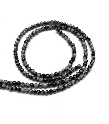 1 Piece Diameter 4mm Diameter 6 Mm Diameter 8mm 1.2-1.5mm Natural Stone Snowflake Obsidian Geometric Polished Beads