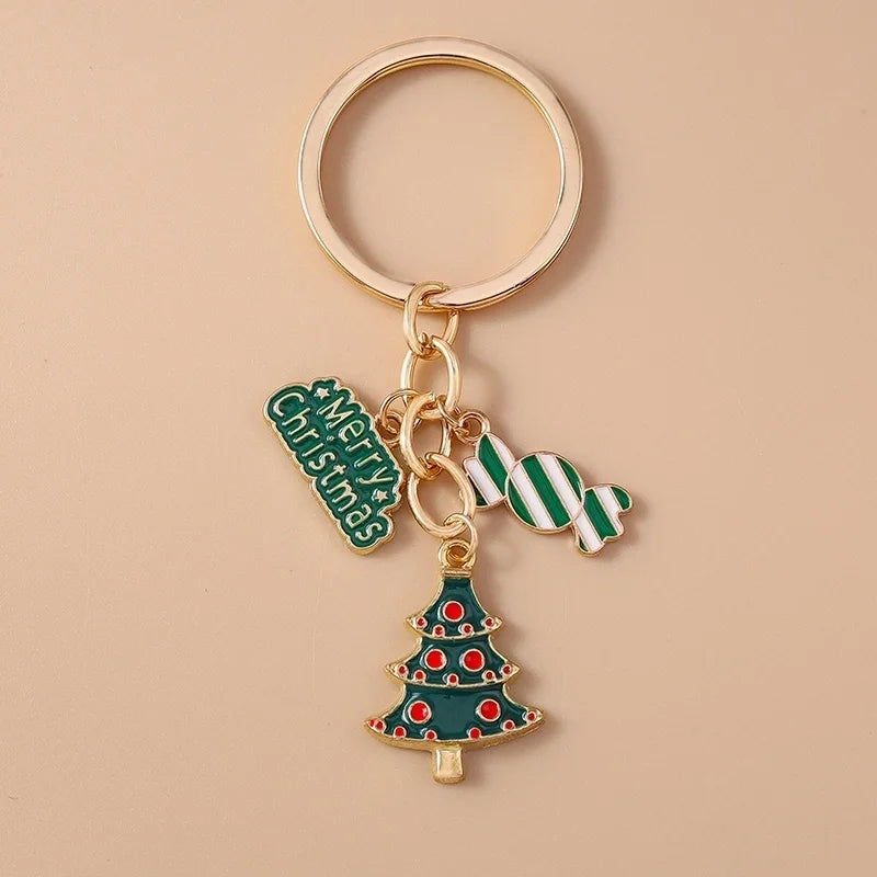 Cute Commute Christmas Tree Snowman Alloy Christmas Keychain