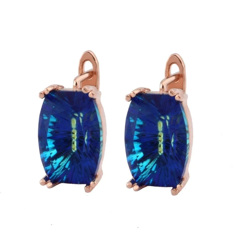 1 Pair Minimalist Classic Style Solid Color Inlay Copper Artificial Gemstones Earrings