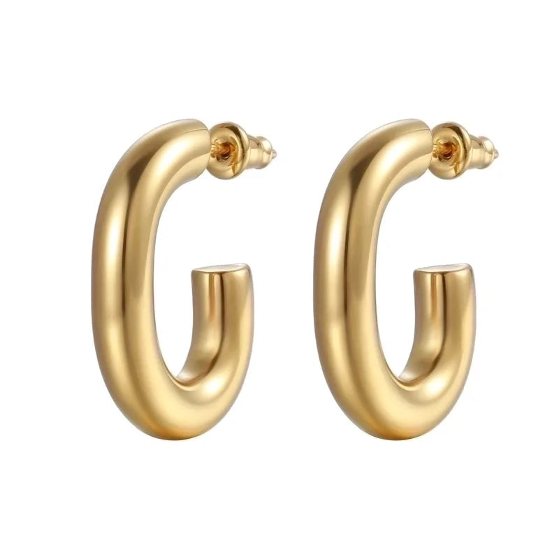 1 Pair Fashion Solid Color Plating 201 Stainless Steel 18K Gold Plated Earrings