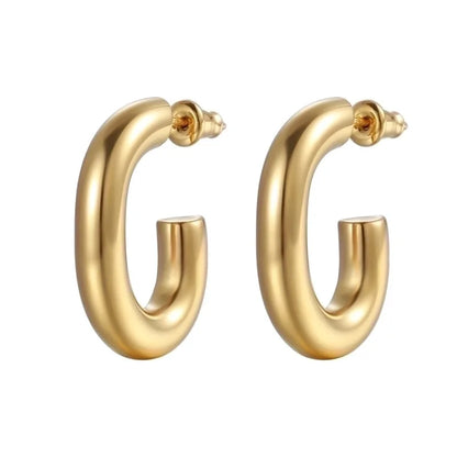 1 Pair Fashion Solid Color Plating 201 Stainless Steel 18K Gold Plated Earrings