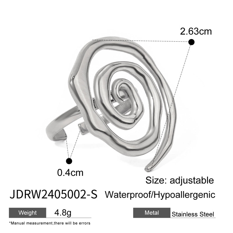 IG Style Spiral Thread 304 Stainless Steel 18K Gold Plated Plating Open Rings