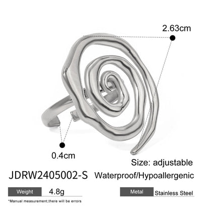 IG Style Spiral Thread 304 Stainless Steel 18K Gold Plated Plating Open Rings