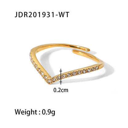 Women IG Style Square Irregular Heart Geometric Stainless Steel 18K Gold Plated Rings