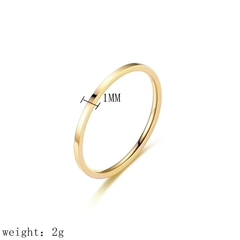 Minimalist Circle Titanium Steel 18K Gold Plated Plating Rings