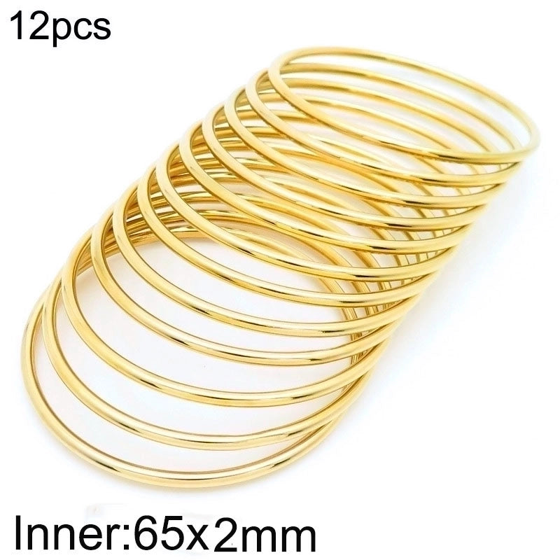 304 Stainless Steel 18K Gold Plated Minimalist Round Solid Color Bangle