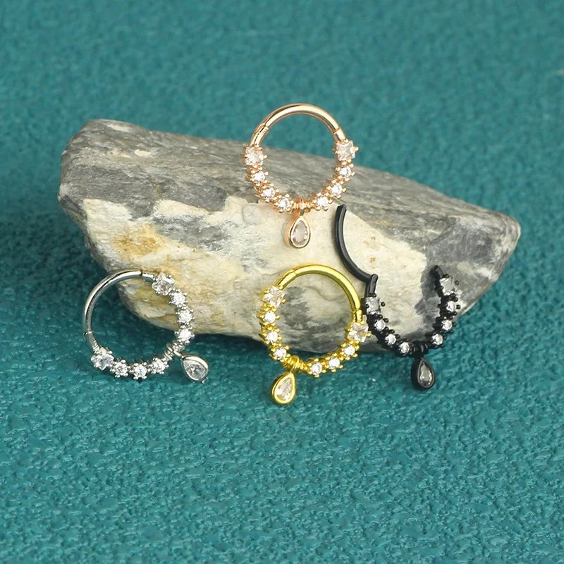 1 Piece Nose Rings & Studs Minimalist Classic Style Solid Color 304 Stainless Steel Inlay Nose Rings & Studs