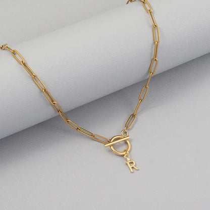 Elegant Minimalist Classic Style Letter 201 Stainless Steel 304 Stainless Steel Artificial Crystal Stainless Steel Necklaces